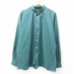 【50%OFF】XL★古着 ラルフローレン Ralph Lauren 長袖 ブランド シャツ メンズ 90年代 90s GREGGOR 大きいサイズ コットン ボタンダウン 緑 グリーン チェック 25feb17 中古 トップス