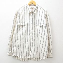 XL★古着 バナナリパブリック BANANA REPUBLIC 長袖 ブランド シャツ メンズ 90年代 90s 大きいサイズ 白 ホワイト ストライプ 25feb17 中古 トップス