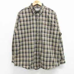 XL★古着 カーハート Carhartt 長袖 ブランド シャツ メンズ コットン ボタンダウン ベージュ他 カーキ チェック 25feb19 中古 トップス