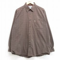 L★古着 コロンビア COLUMBIA 長袖 ブランド シャツ メンズ 00年代 00s コットン ボタンダウン 茶他 ブラウン チェック 25feb19 中古 トップス