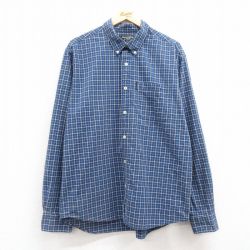 XL★古着 アバクロンビー Abercrombie&fitch 長袖 ブランド シャツ メンズ 00年代 00s コットン ボタンダウン 紺他 ネイビー チェック 25feb20 中古 トップス