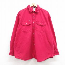 【50%OFF】XL★古着 カーハート Carhartt 長袖 ブランド シャツ メンズ ダック地 大きいサイズ 赤 レッド 25feb20 中古 トップス
