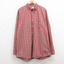 XL★古着 リーバイス Levis 長袖 ブランド シャツ メンズ レッドタグ 大きいサイズ ロング丈 コットン ボタンダウン 赤他 レッド チェック 25feb20 中古 トップス