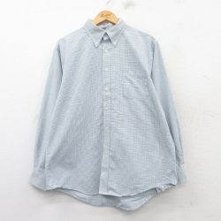 XL★古着 ランズエンド 長袖 ブランド シャツ メンズ 00年代 00s コットン ボタンダウン 青他 ブルー チェック 25feb20 中古 トップス
