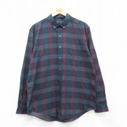 【50%OFF】L★古着 リーバイス Levis 長袖 ブランド シャツ メンズ 90年代 90s ボタンダウン エンジ他 チェック 25feb20 中古 トップス
