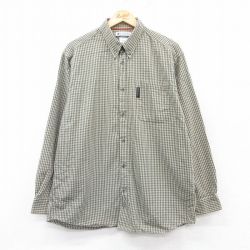 L★古着 コロンビア COLUMBIA 長袖 ブランド シャツ メンズ 00年代 00s コットン ボタンダウン 緑他 グリーン チェック 25feb20 中古 トップス