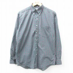 L★古着 エルエルビーン LLBEAN 長袖 ブランド シャツ メンズ 80年代 80s コットン ボタンダウン 緑他 グリーン チェック 25feb22 中古 トップス