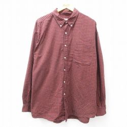 【50%OFF】XL★古着 エディーバウアー 長袖 ブランド シャツ メンズ 00年代 00s 大きいサイズ コットン ボタンダウン エンジ他 チェック 25feb22 中古 トップス