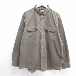 XL★古着 エルエルビーン LLBEAN 長袖 ブランド シャツ メンズ 00年代 00s コットン カナダ製 濃緑系 グリーン 内側フランネル 25feb22 中古 トップス