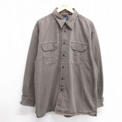 【20%OFF】XL★古着 ギャップ GAP 長袖 ブランド シャツ メンズ 00年代 00s 大きいサイズ ロング丈 コットン 茶 ブラウン 25feb22 中古 トップス