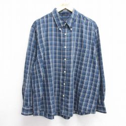 XL★古着 ベーシックエディションズ 長袖 シャツ メンズ 00年代 00s 大きいサイズ ボタンダウン 紺他 ネイビー チェック 25feb25 中古 トップス