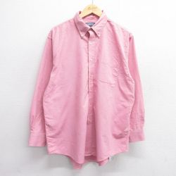 XL★古着 ランズエンド 長袖 ブランド シャツ メンズ 00年代 00s オックスフォード コットン ボタンダウン ピンク系 25feb25 中古 トップス