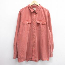 【50%OFF】XL★古着 エルエルビーン LLBEAN 長袖 ブランド シャツ メンズ 00年代 00s 大きいサイズ ロング丈 コットン オレンジ系 25feb25 中古 トップス