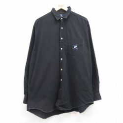 XL★古着 ラルフローレン Ralph Lauren 長袖 ブランド シャツ メンズ ワンポイントロゴ LOWELL SPORT 大きいサイズ コットン 黒 ブラック 25feb25 中古 トップス