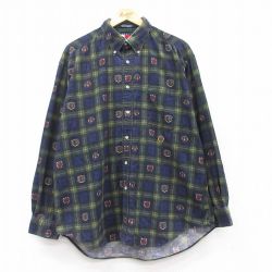 トミーヒルフィガー 90s 長袖シャツ 総柄 ネイビーチェック XL | 古着
