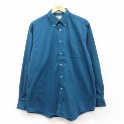 L★古着 エルエルビーン LLBEAN 長袖 ブランド シャツ メンズ 00年代 00s コットン ボタンダウン 青緑 25feb25 中古 トップス