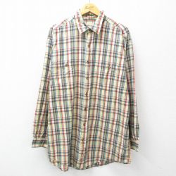 XL★古着 エディーバウアー 長袖 ブランド シャツ メンズ 00年代 00s 大きいサイズ ロング丈 コットン 黄他 イエロー チェック 25feb26 中古 トップス