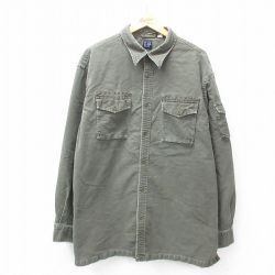 【50%OFF】XL★古着 ギャップ GAP 長袖 ブランド シャツ メンズ 00年代 00s 大きいサイズ ロング丈 コットン 緑 グリーン 25feb26 中古 トップス
