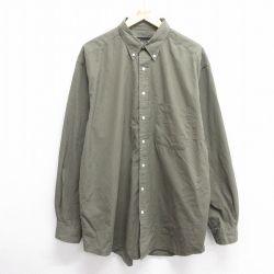 XL★古着 エディーバウアー 長袖 ブランド シャツ メンズ 00年代 00s 大きいサイズ ロング丈 コットン ボタンダウン 緑系 グリーン 25feb28 中古 トップス