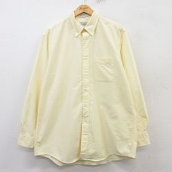 XL★古着 エルエルビーン LLBEAN 長袖 ブランド シャツ メンズ 90年代 90s 大きいサイズ ロング丈 コットン ボタンダウン 黄 イエロー 25mar04 中古 トップス