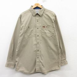 XL★古着 カーハート Carhartt 長袖 ブランド シャツ メンズ ロング丈 ベージュ系 カーキ 25mar04 中古 トップス