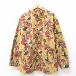 XL★古着 コロンビア COLUMBIA 長袖 ブランド シャツ メンズ 鳥 PHG コットン ボタンダウン 黄色他 イエロー 25mar05 中古 トップス
