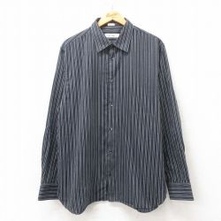 XL★古着 カルバンクライン Calvin Klein 長袖 ブランド シャツ メンズ 大きいサイズ コットン 紺他 ネイビー ストライプ 25mar05 中古 トップス
