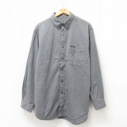 XL★古着 ラルフローレン Ralph Lauren チャップス 長袖 ブランド シャツ メンズ 90年代 90s ヘリンボーン コットン ボタンダウン グレー 25mar05 中古 トップス