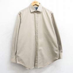 【50%OFF】XL★古着 ラルフローレン Ralph Lauren 長袖 ブランド シャツ メンズ 90年代 90s PHILIP ロング丈 コットン ベージュ カーキ 【spe】 25mar05 中古 トップス