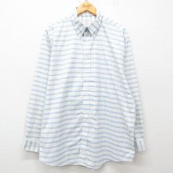 XL★古着 ブルックスブラザーズ BROOKS BROTHERS 長袖 ブランド シャツ メンズ ワンポイントロゴ 大きいサイズ ロング丈 コットン ボタンダウン 白他 ホワイト チェック 25mar08 中古 トップス
