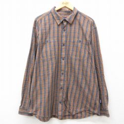 XL★古着 パタゴニア patagonia 長袖 ブランド シャツ メンズ オーガニックコットン 紺他 ネイビー チェック 25mar08 中古 トップス