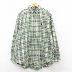 XL★古着 ラルフローレン Ralph Lauren 長袖 ブランド シャツ メンズ 90年代 90s ワンポイントロゴ BLAKE 大きいサイズ ロング丈 コットン ボタンダウン 黄他 イエロー チェック 25mar08 中古 トップス
