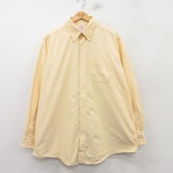 XL★古着 ブルックスブラザーズ BROOKS BROTHERS 長袖 ブランド シャツ メンズ 90年代 90s オックスフォード 大きいサイズ コットン ボタンダウン USA製 黄 イエロー 25mar08 中古 トップス