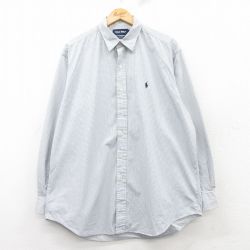 【50%OFF】XL★古着 ラルフローレン Ralph Lauren ポロゴルフ 長袖 ブランド シャツ メンズ 90年代 90s ワンポイントロゴ LOFTING 大きいサイズ ロング丈 コットン 紺他 ネイビー チェック 25mar08 中古 トップス