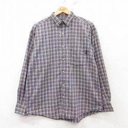 L★古着 アメリカンイーグル American Eagle 長袖 ブランド シャツ メンズ コットン 紺他 ネイビー チェック 25mar10 中古 トップス