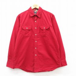 L★古着 IZOD 長袖 ブランド シャツ メンズ コットン 赤 レッド 25mar10 中古 トップス