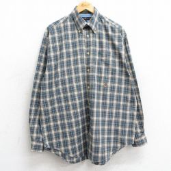 【50%OFF】XL★古着 トミーヒルフィガー TOMMY HILFIGER 長袖 ブランド シャツ メンズ 90年代 90s ワンポイントロゴ コットン ボタンダウン 紺系他 ネイビー チェック 25mar10 中古 トップス