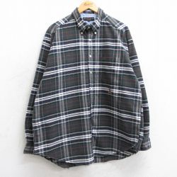 【50%OFF】XL★古着 トミーヒルフィガー TOMMY HILFIGER ゴルフ 長袖 ブランド シャツ メンズ 90年代 90s ワンポイントロゴ 大きいサイズ コットン ボタンダウン 緑他 グリーン チェック 25mar10 中古 トップス