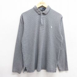 M★古着 ラルフローレン Ralph Lauren 長袖 ブランド ポロ シャツ メンズ 90年代 90s ワンポイントロゴ コットン 黒他 ブラック 25mar10 中古 トップス