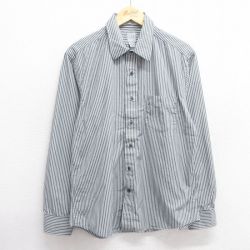 【50%OFF】XL★古着 ギャップ GAP 長袖 ブランド シャツ メンズ コットン グレー他 ストライプ 25mar10 中古 トップス