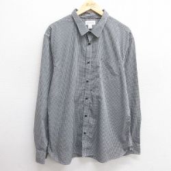 XL★古着 カルバンクライン Calvin Klein 長袖 ブランド シャツ メンズ 大きいサイズ コットン 黒他 ブラック ギンガム チェック 25mar10 中古 トップス