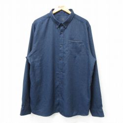 L★古着 ノースフェイス THE NORTH FACE 長袖 ブランド シャツ メンズ ロング丈 ボタンダウン 紺 ネイビー 25mar11 中古 トップス