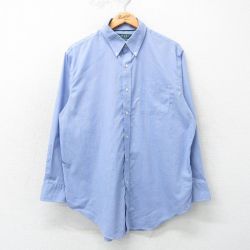 L★古着 ラルフローレン Ralph Lauren 長袖 ブランド シャツ メンズ ボタンダウン 薄紺他 ネイビー チェック 25mar11 中古 トップス