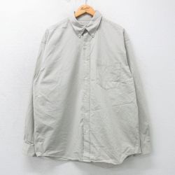 【50%OFF】L★古着 エディーバウアー 長袖 ブランド シャツ メンズ 00年代 00s ロング丈 コットン ボタンダウン 薄ベージュ カーキ 25mar11 中古 トップス
