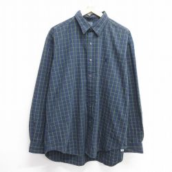 XL★古着 ラルフローレン Ralph Lauren 長袖 ブランド シャツ メンズ 90年代 90s MARLOWE ワンポイントロゴ 大きいサイズ コットン ボタンダウン 紺他 ネイビー チェック 【spe】 25mar11 中古 トップス