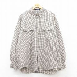 【50%OFF】XL★古着 トミーヒルフィガー TOMMY HILFIGER 長袖 ブランド シャツ メンズ 大きいサイズ コットン ボタンダウン 白他 ホワイト チェック 25mar11 中古 トップス