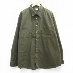 XL★古着 リーバイス Levis 長袖 ブランド シャツ メンズ 大きいサイズ コットン 濃緑 グリーン 25mar12 中古 トップス