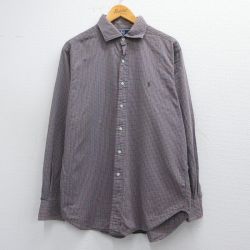 XL★古着 ラルフローレン Ralph Lauren 長袖 ブランド シャツ メンズ 90年代 90s STANTON ワンポイントロゴ コットン 茶他 ブラウン チェック 25mar13 中古 トップス