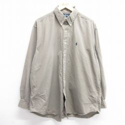 XL★古着 ラルフローレン Ralph Lauren 長袖 ブランド シャツ メンズ 90年代 90s BLAKE ワンポイントロゴ 大きいサイズ ロング丈 コットン ボタンダウン 緑系 グリーン 25mar13 中古 トップス