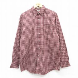 L★古着 エルエルビーン LLBEAN 長袖 ブランド シャツ メンズ 00年代 00s コットン ボタンダウン エンジ他 チェック 25mar14 中古 トップス